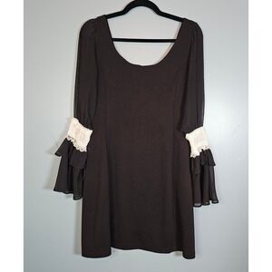 Vintage Judith March Black Bell Sleeve Lace Cuff Mini Dress 602D-1 Women's Small